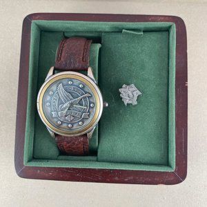 Eddie Bauer 75th Anniversary Men's Watch with Wooden Box and Pin